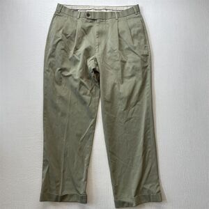 Brooks Brothers 34x30 Khaki Old Money Pleated Cuffed 100% Cotton Mens Dress Pant